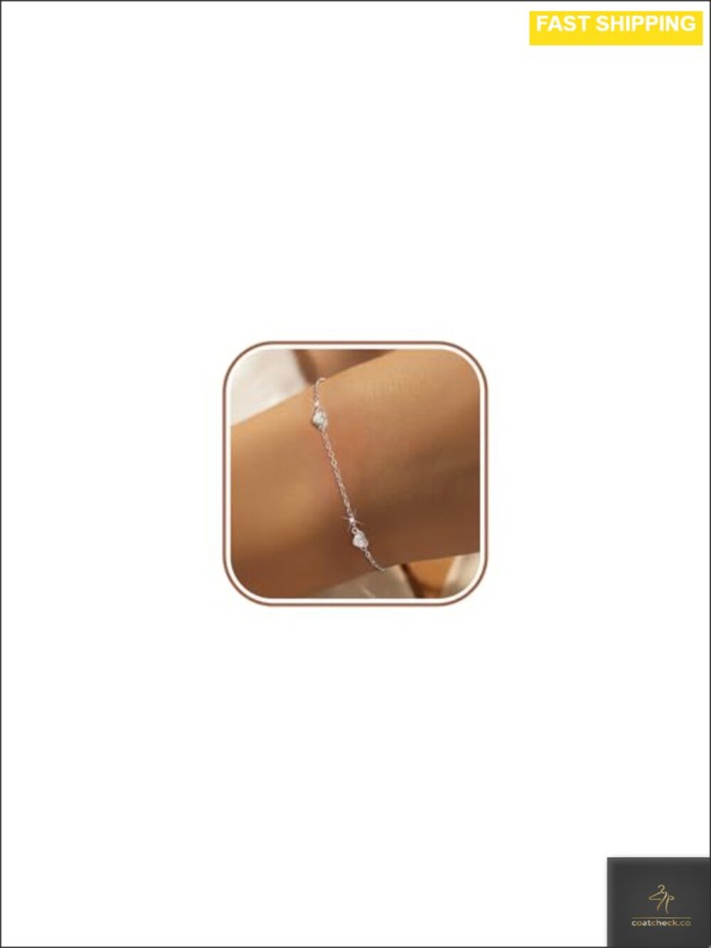 925 Sterling Silver Heart Link Bracelet Adjustable Chain Women